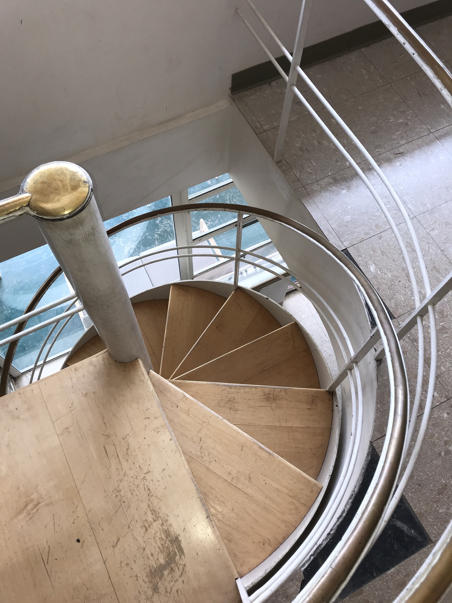 View down the staircase