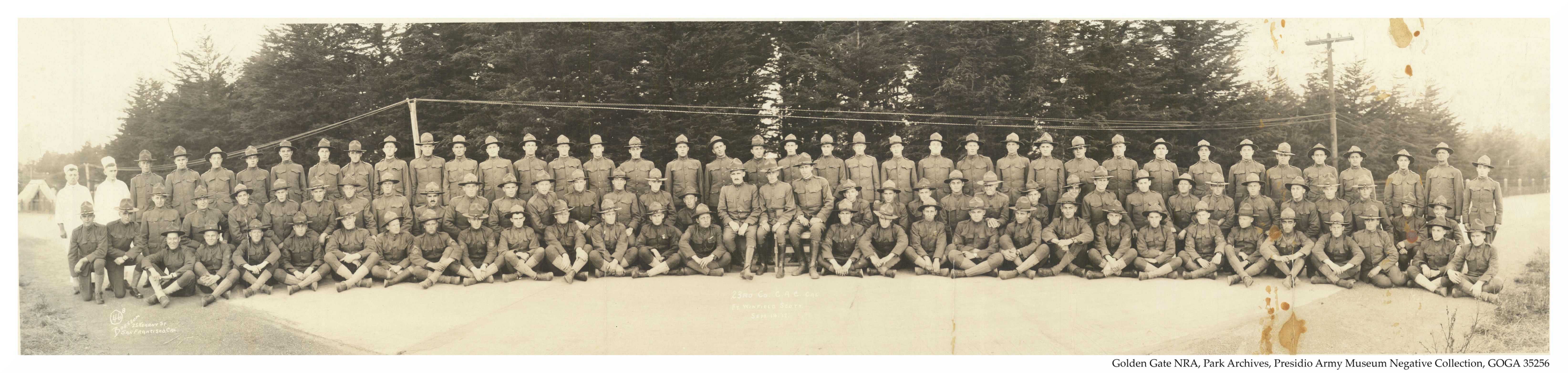 23rd company coast artillery corps taken at Fort Winfield Scott in the presidio of San Francisco in 1917