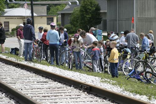 Cuyahoga Valley Scenic Railroad, Bikers Waiting to Board Train