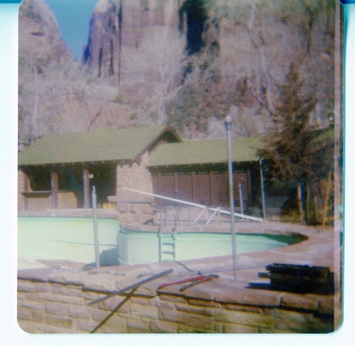 Pool and bathhouse at Zion Lodge.