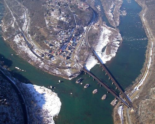 Aerial views of Harpers Ferry National Historical Park taken Feb. 2, 2005