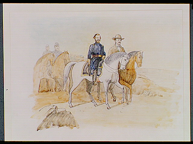 Union Brigadier General Nathaniel Lyon on gray horse with Missouri Congressman Francis Blair.