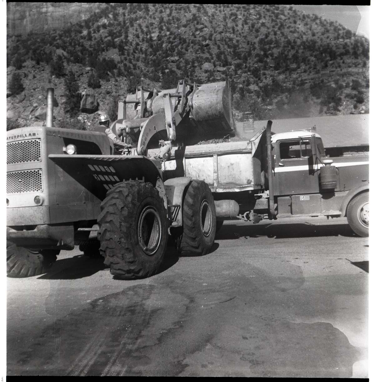 BW Photo of a rock slide along State Route 9 (SR-9).