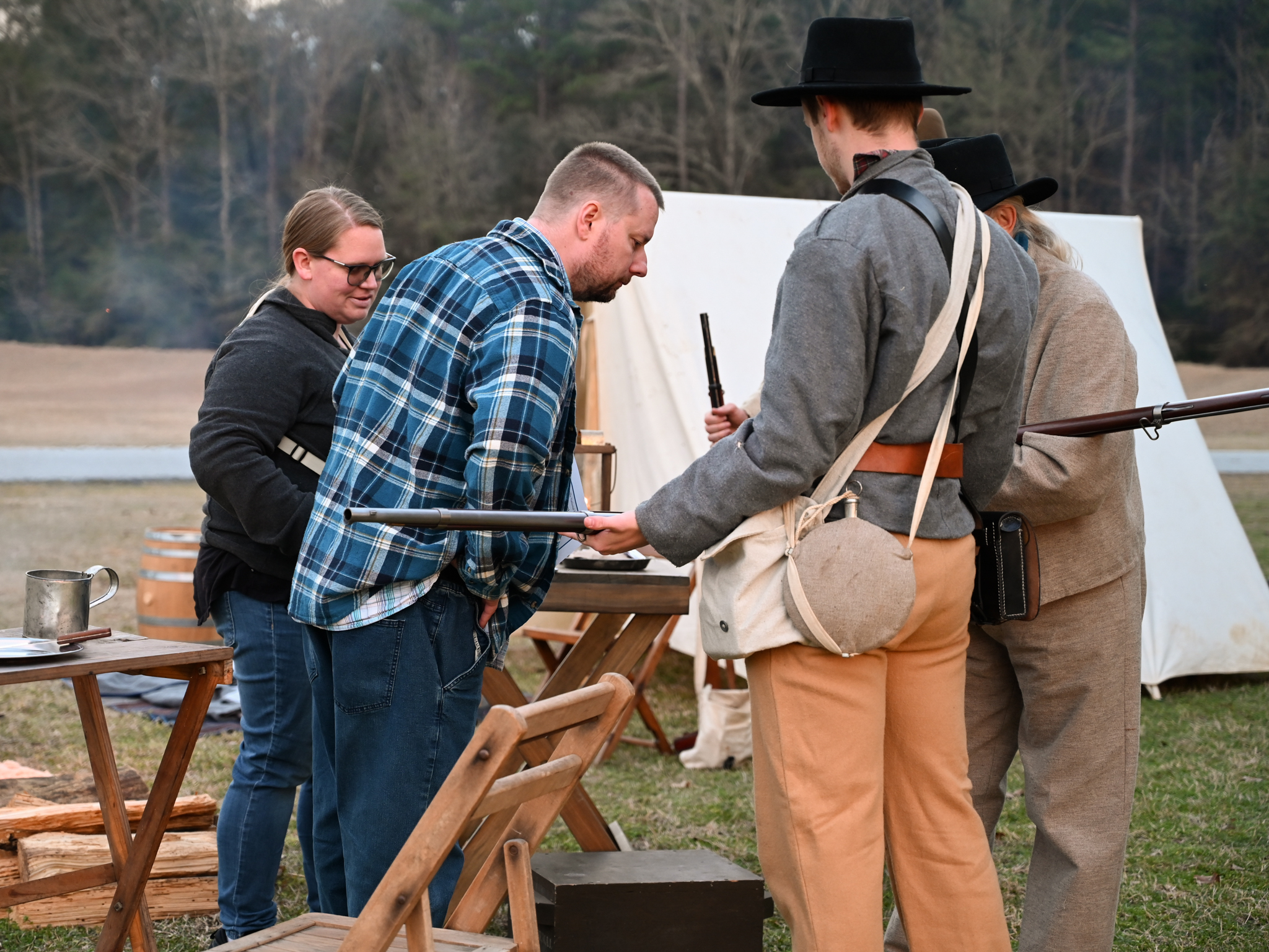 Confederate Guards Speak to Visitors
