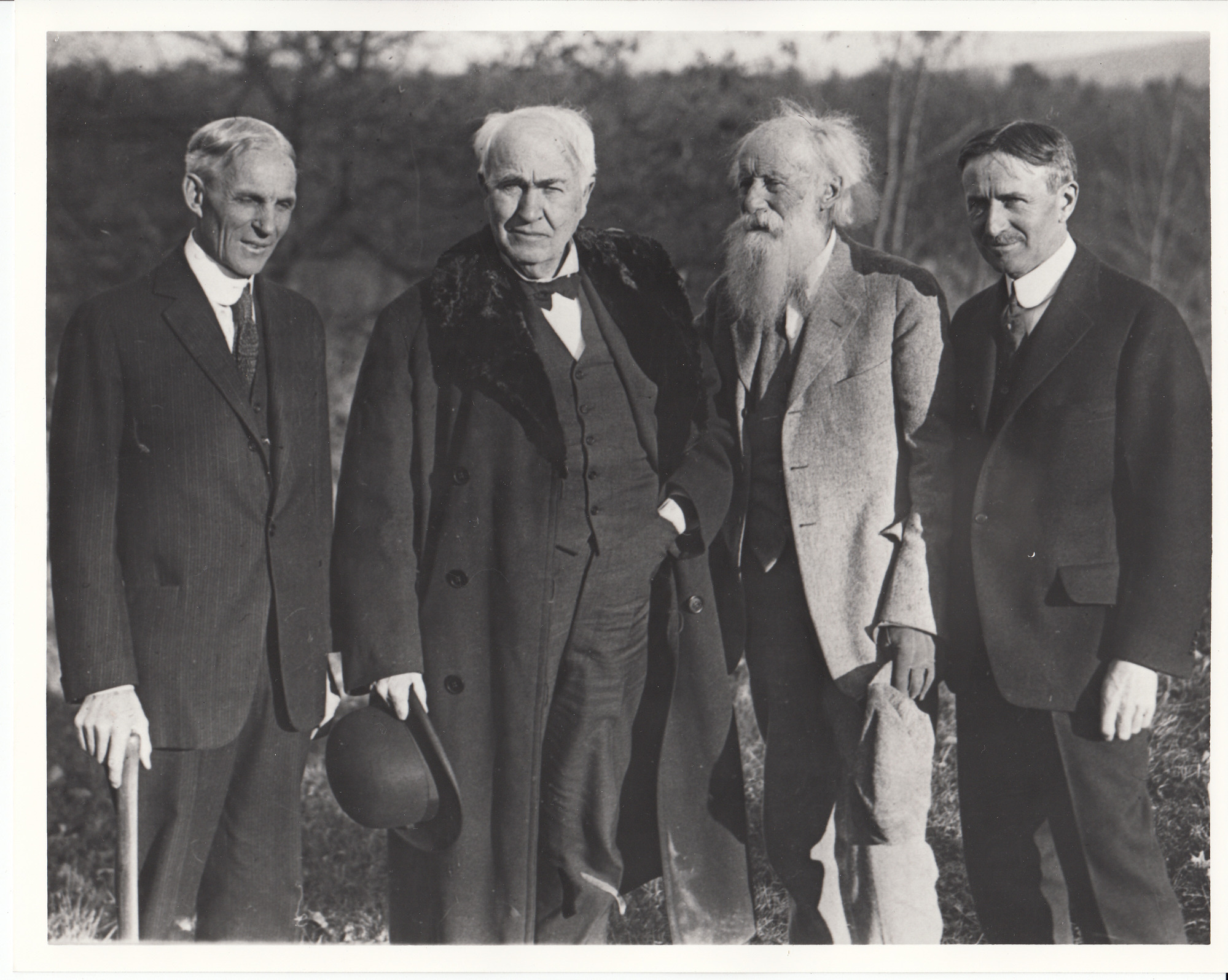 Henry Ford, Thomas Edison, John Burroughs, and Harvey S. Firestone at the Yama Farms Inn.