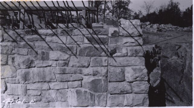 East end, north abutment showing completion to springline