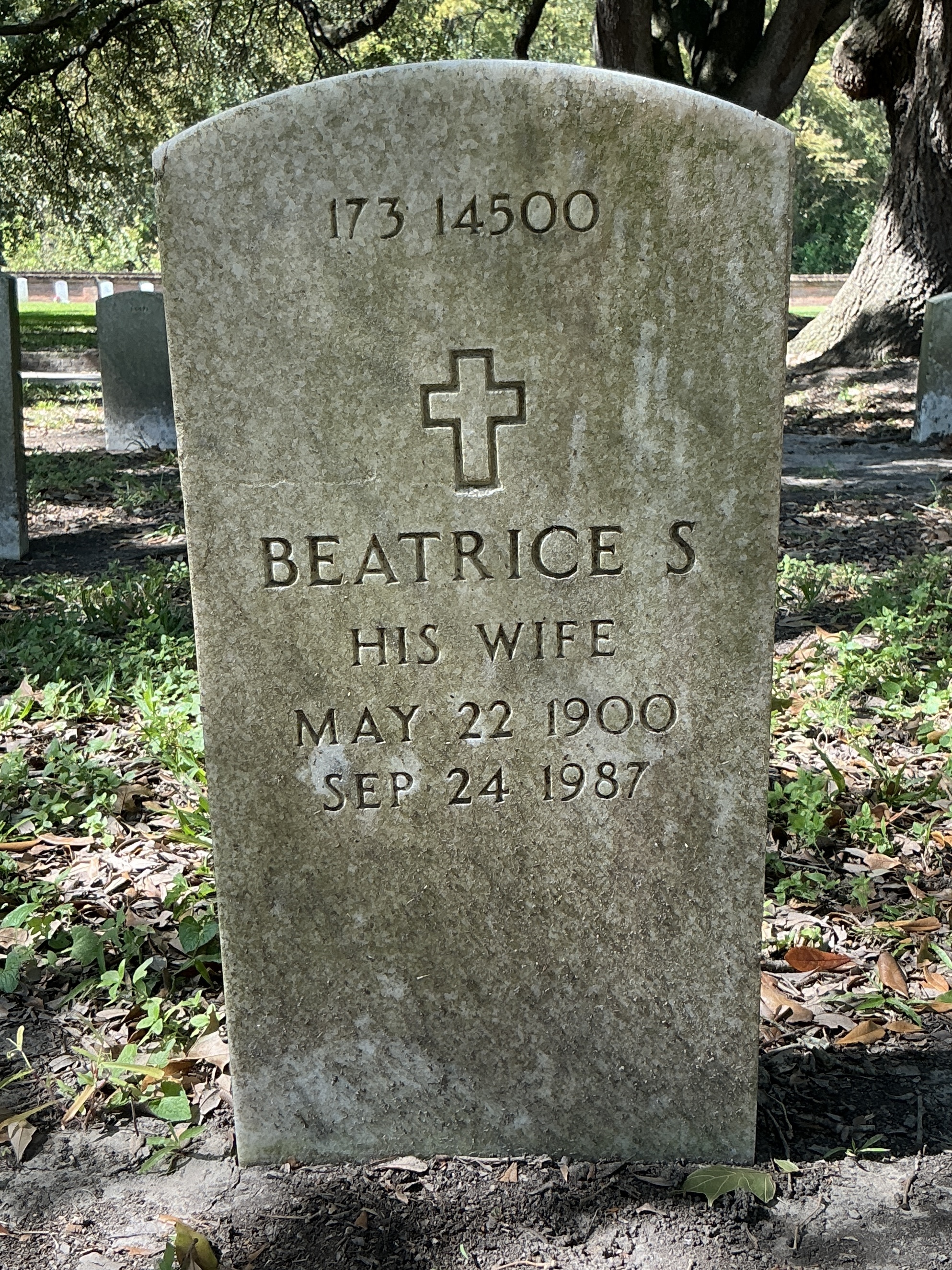 Back of upright marble headstone with flat face.