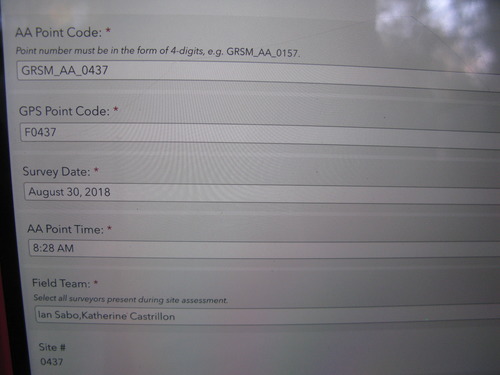 GRSM Accuracy Assessment. Plot Code: GRSM_AA_0437_1