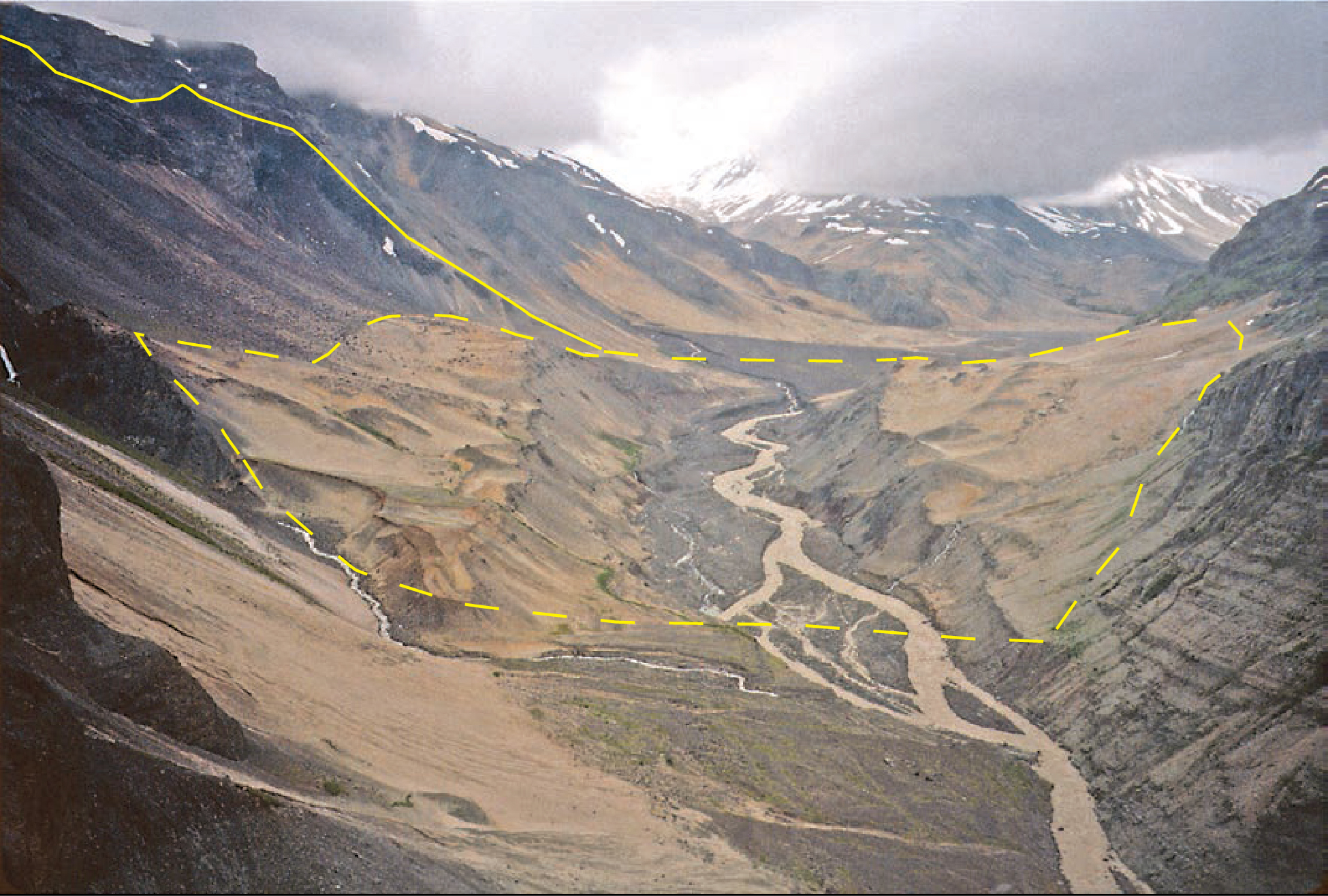 Photograph showing the Katmai Canyon landslide.
