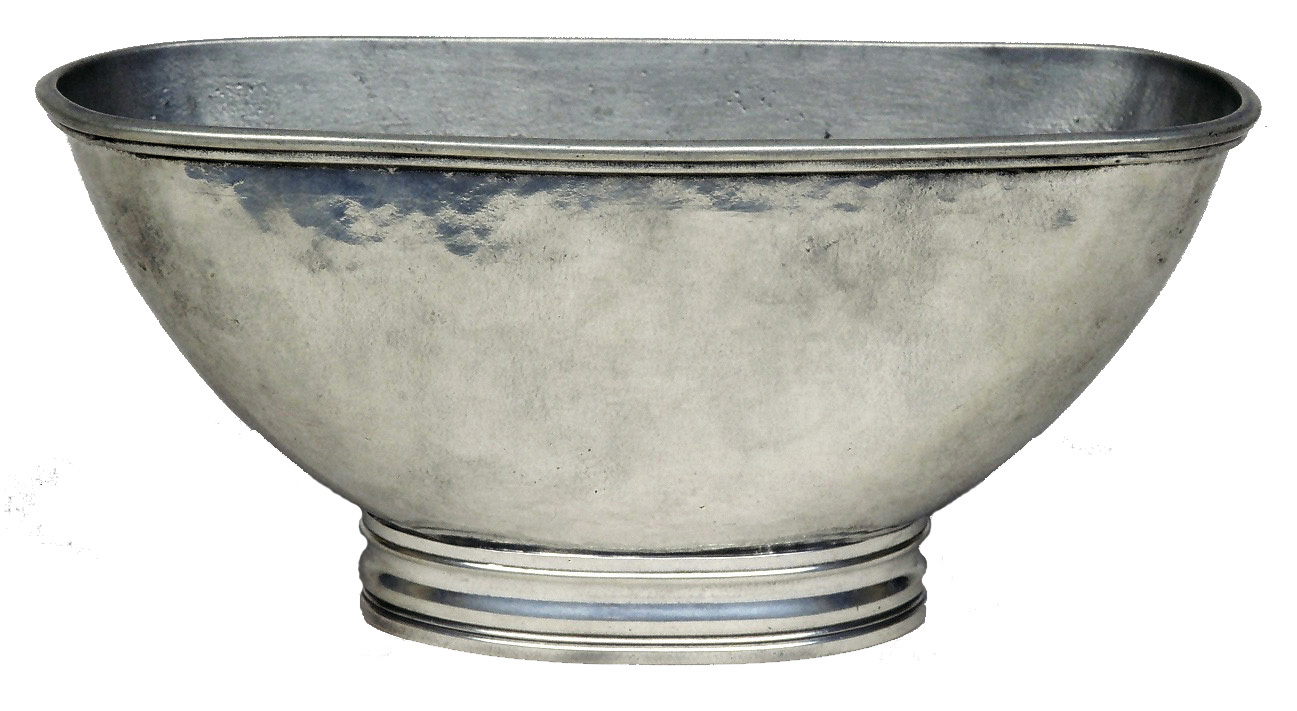 A pewter ovoid vase.