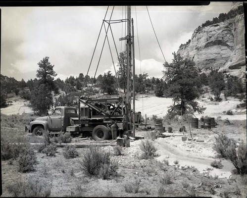 Well drilling rig east of East Entrance residence area.