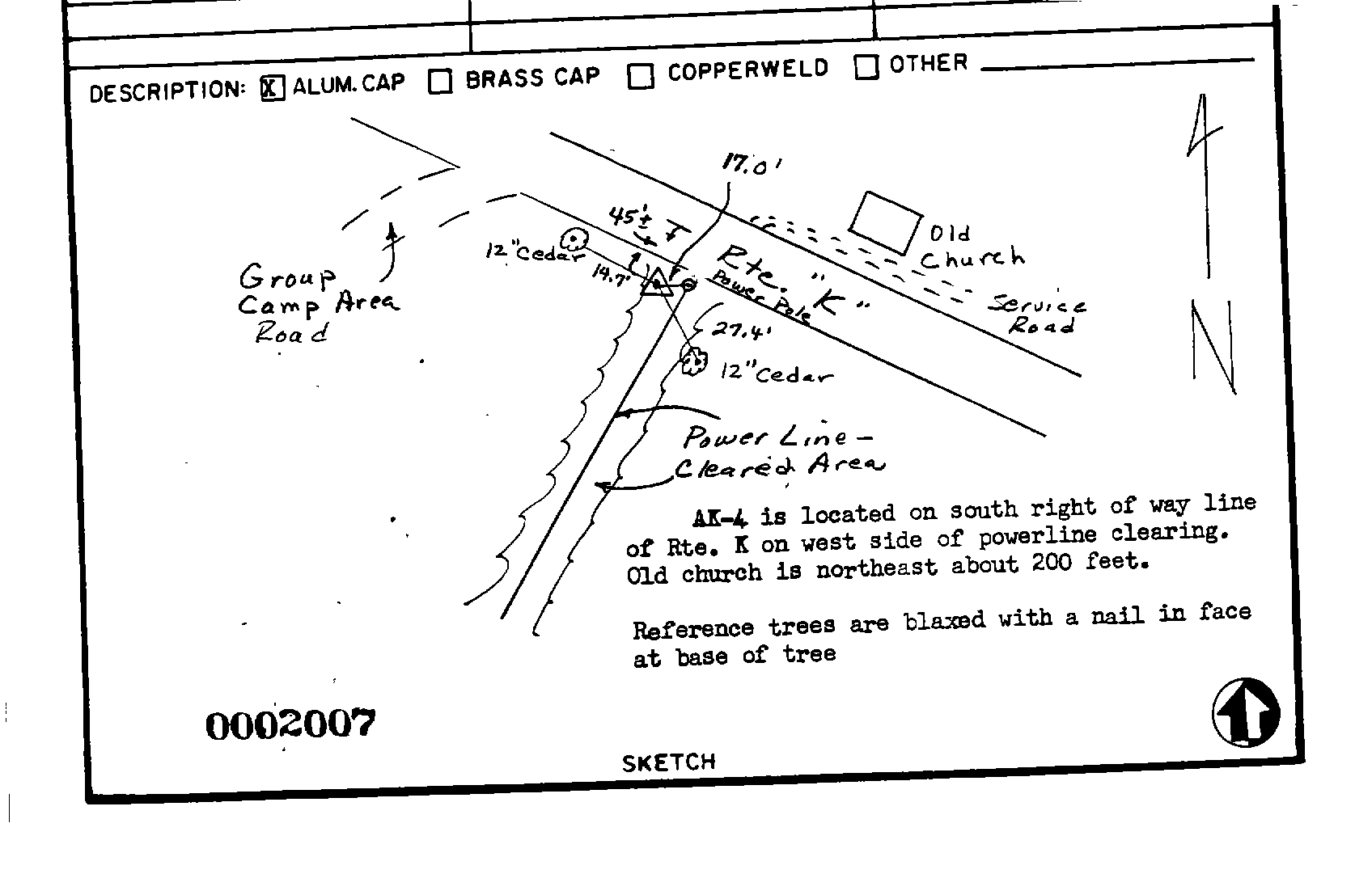 00002007 Survey Monumentation Sketch