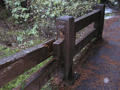 Deteriorated ashpalt at Box Canyon in 2011.