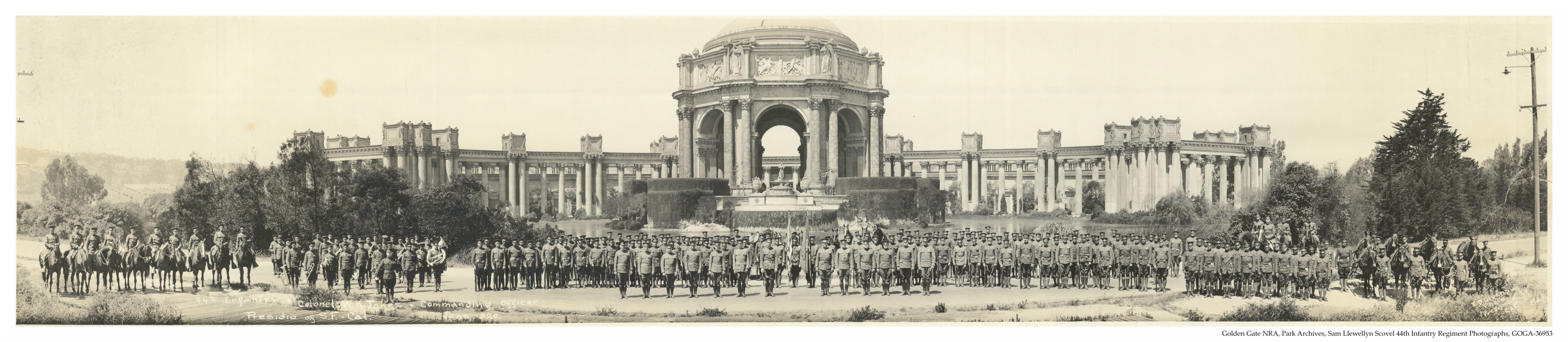 44th infantry taken in front of the Palace of Fine Arts in 1920 