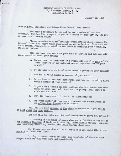 National Council of Negro Women, 1948
