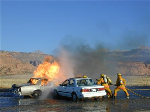 Vehicle fire training at Mesa Verde National Park, 2001