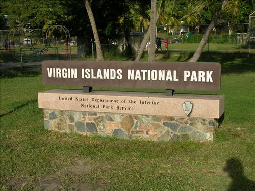 Cruz Bay signs at Virgin Islands National Park in December 2007
