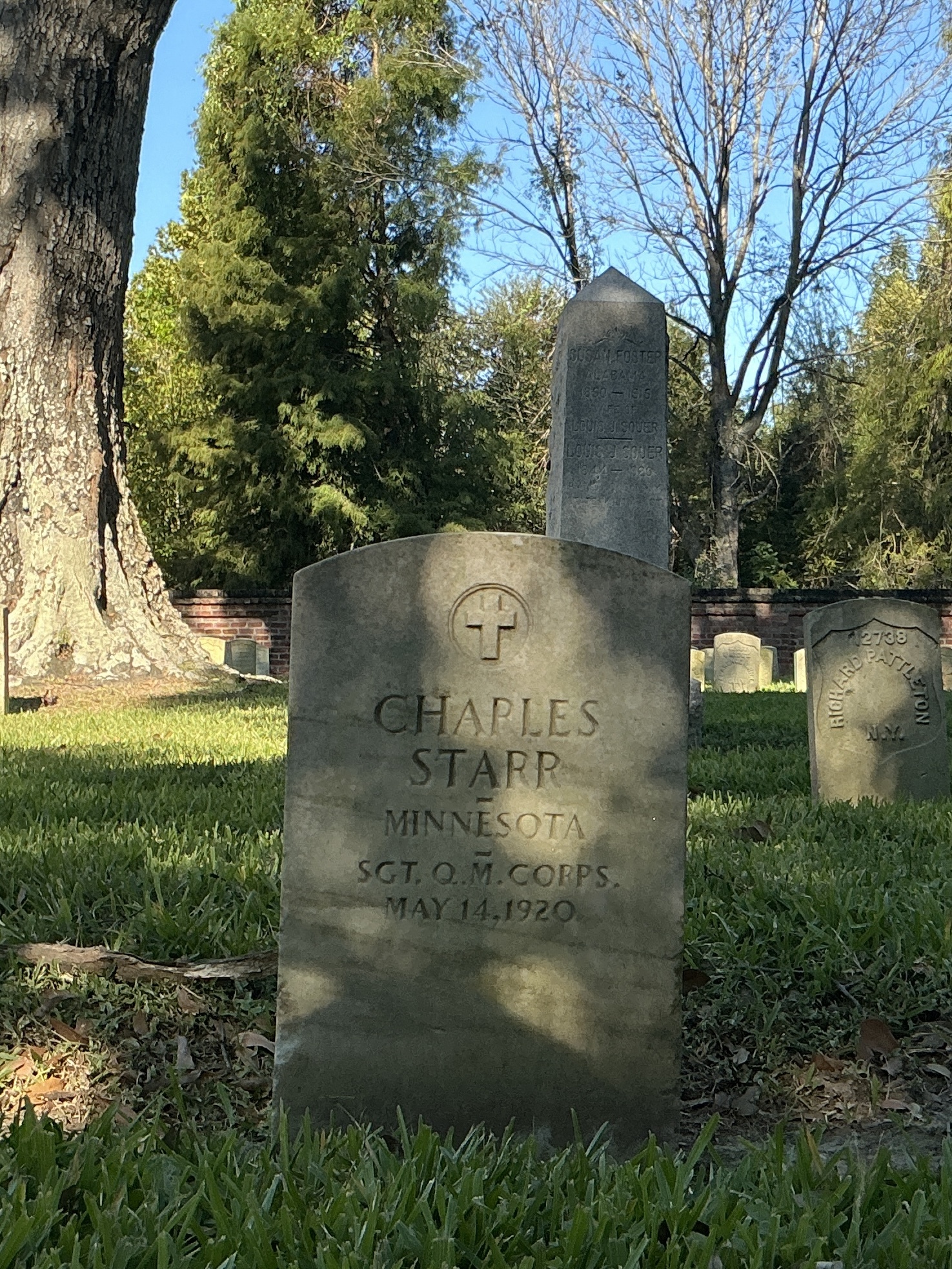 Front of upright marble headstone with flat face.