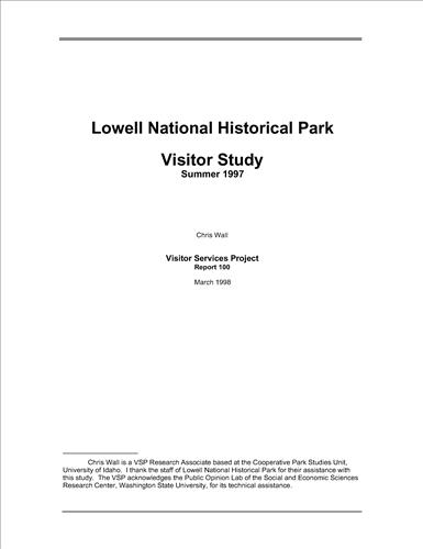 Lowell National Historical Park Visitor Study: Summer 1997