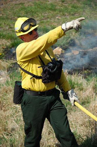 Prescribed fire activities near the Sandstone Visitor Center in New River Gorge National Park and Preserve in January 2007.