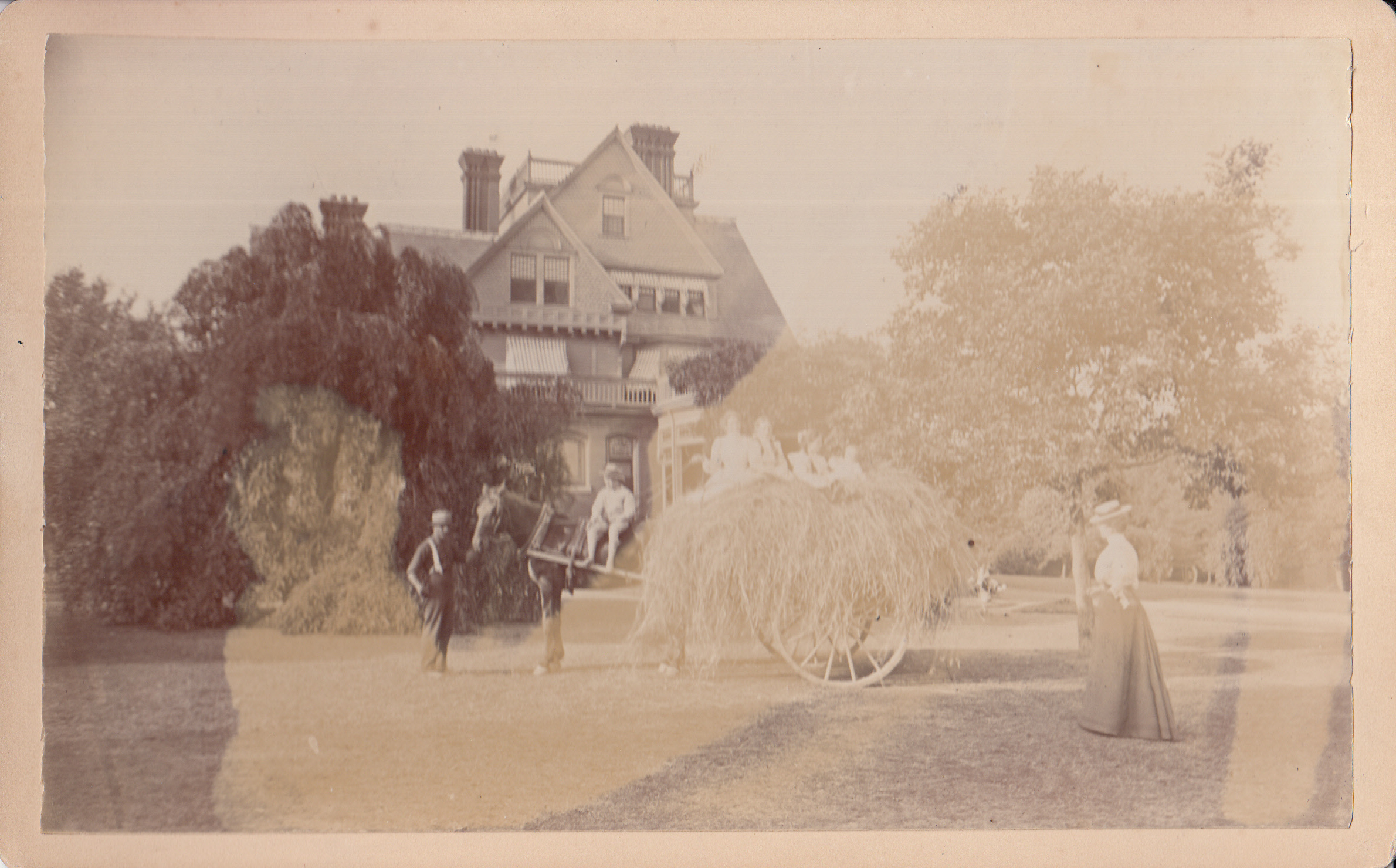 A hayride for the children in front of Glenmont.