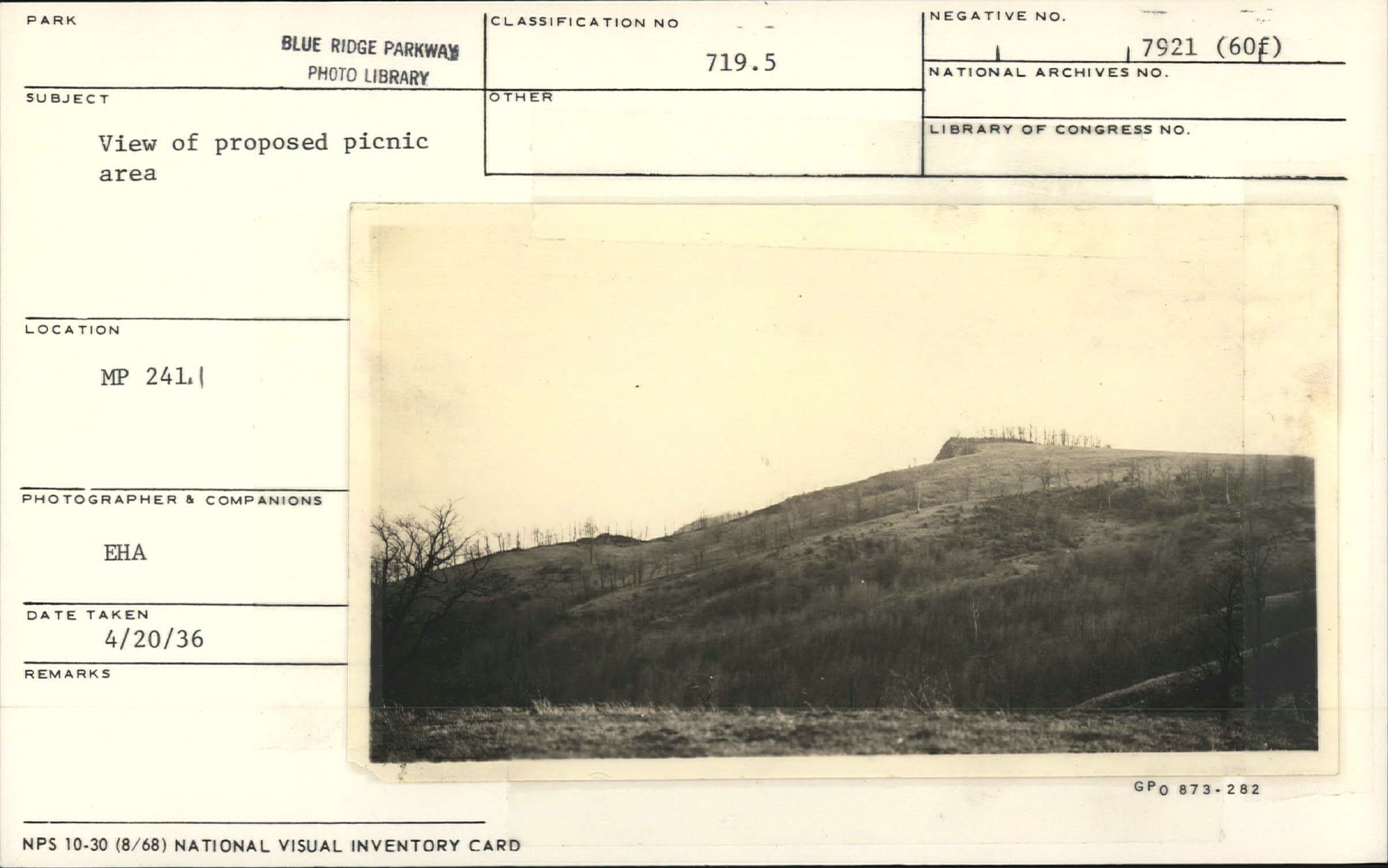 View of proposed picnic area