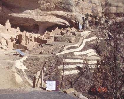 Erosion control measures installed by BAER Rehabilitation Team following fires in 2000, Mesa Verde National Park