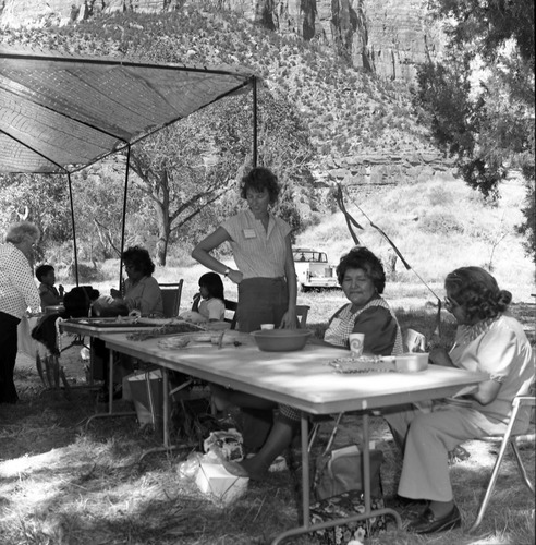 Participants at the third annual Folklife Festival, Zion National Park Nature Center, September 7-8, 1979.