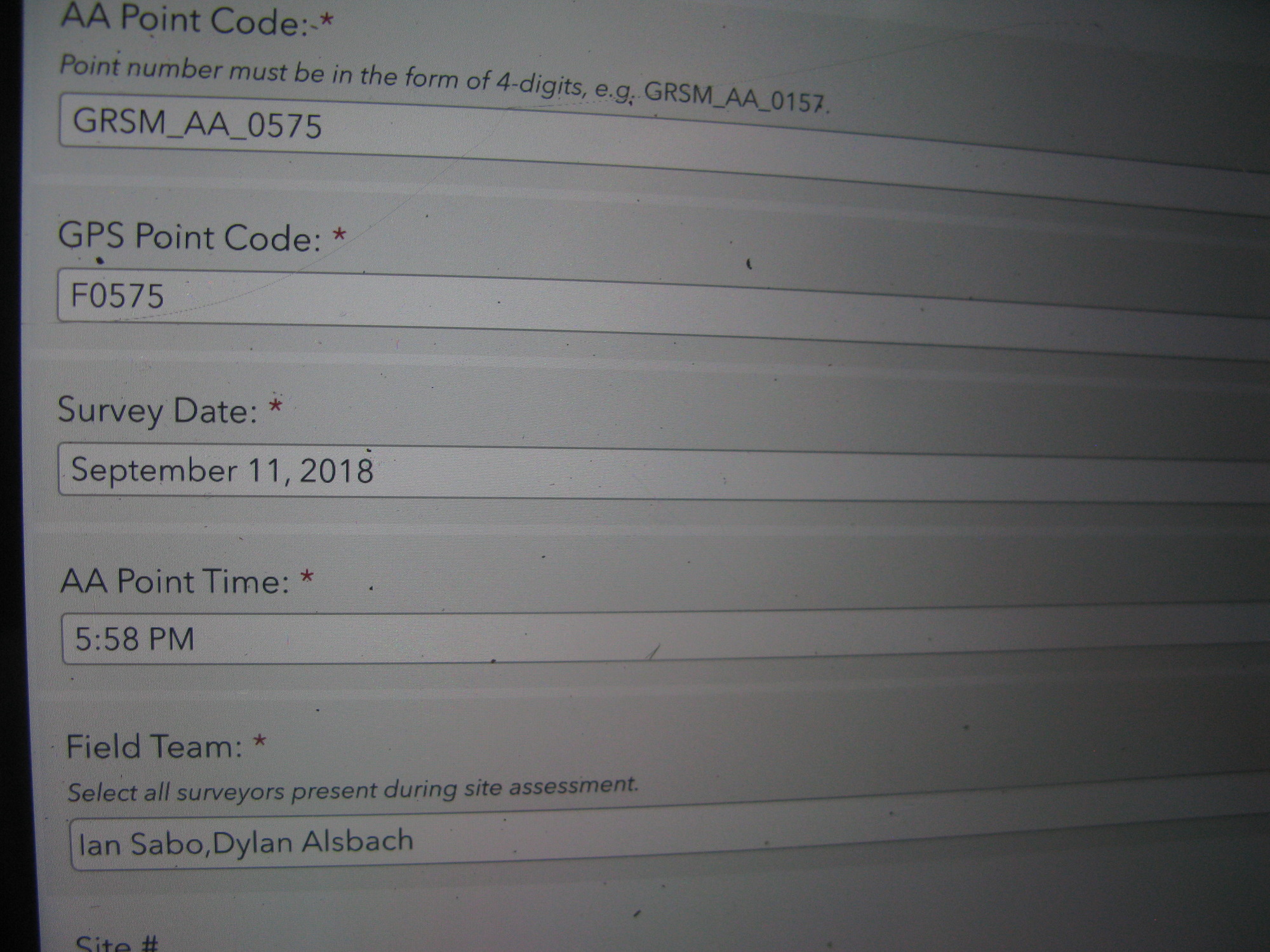 GRSM Accuracy Assessment. Plot Code: GRSM_AA_0575_1