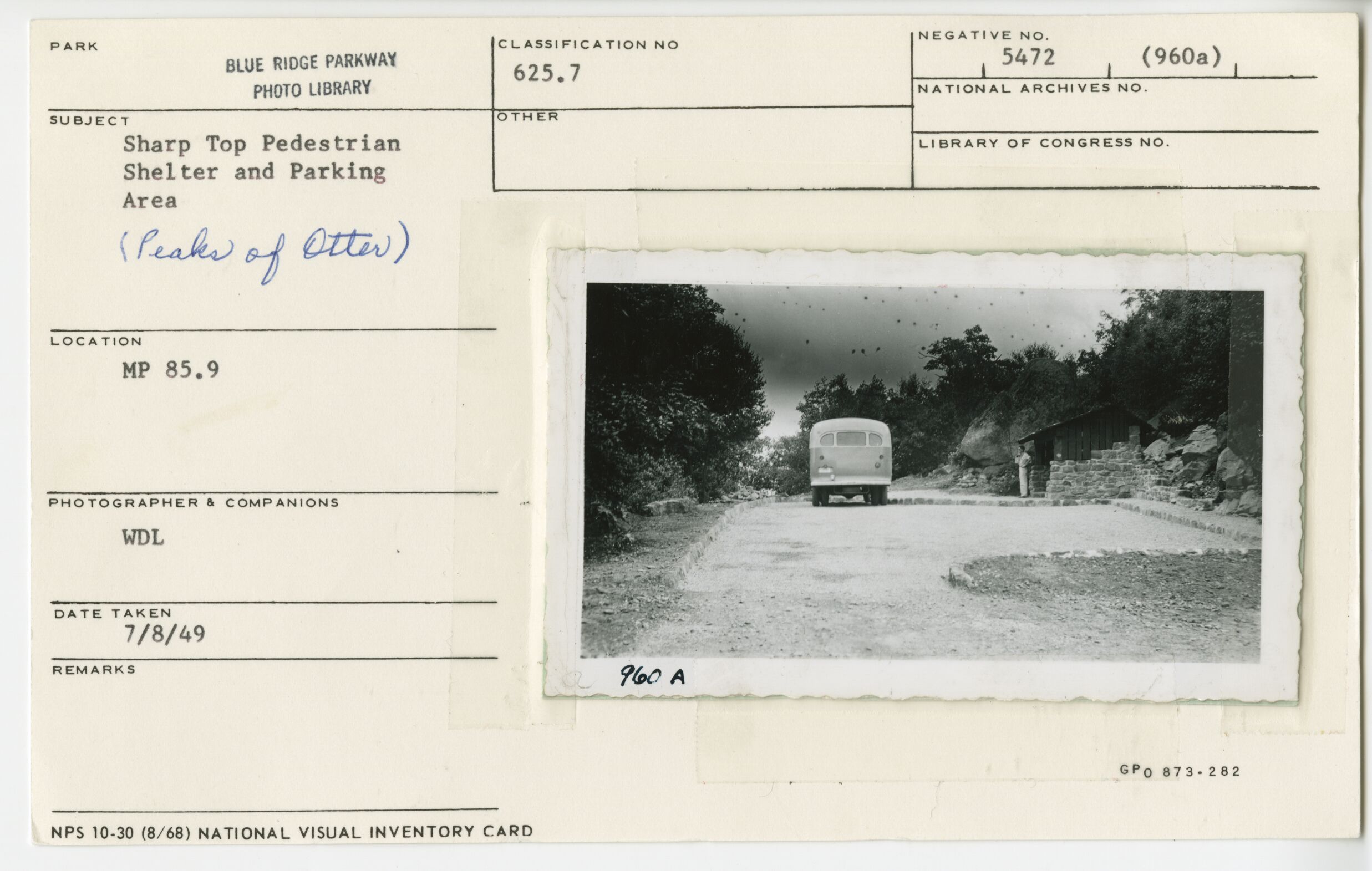 Sharp Top pedestrian shelter and parking area