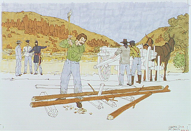 Men building railroad.