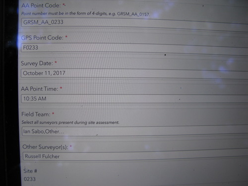 GRSM Accuracy Assessment. Plot Code: GRSM_AA_0233_1