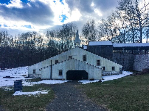 Large white triangular building