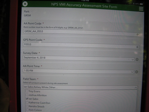 GRSM Accuracy Assessment. Plot Code: GRSM_AA_0553_1