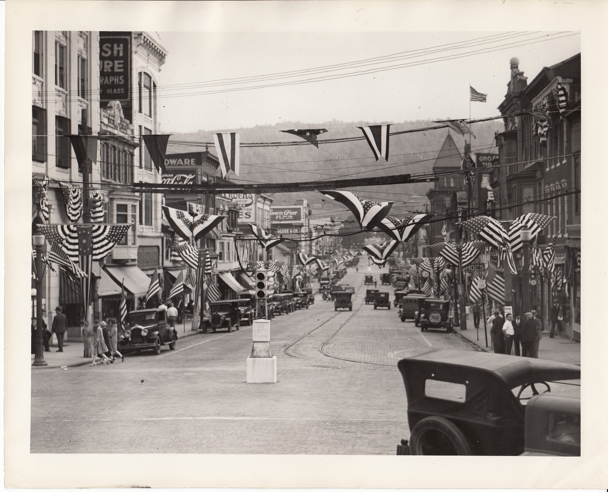 A street decorated for Light's Golden Jubilee.