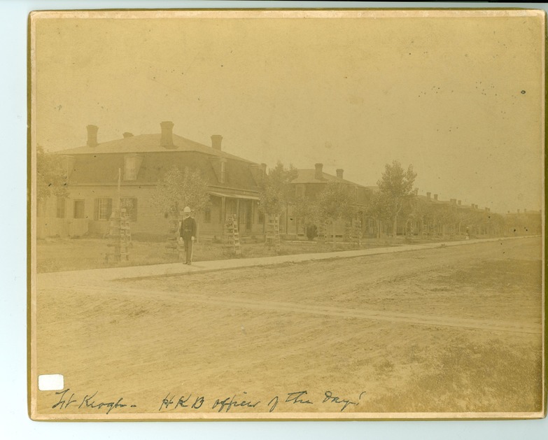Officer in Front of Officers' Row at Fort Keogh, Montana