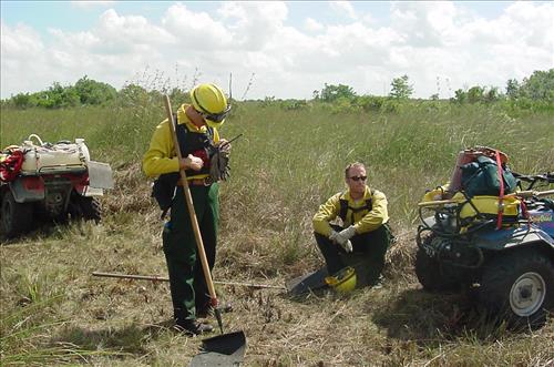 Firefighters on prescribed burns in Everglades NP 2003