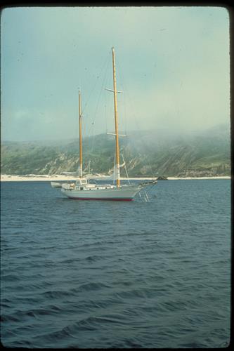 Sailboat in Culyer Harbor, San Miguel Island