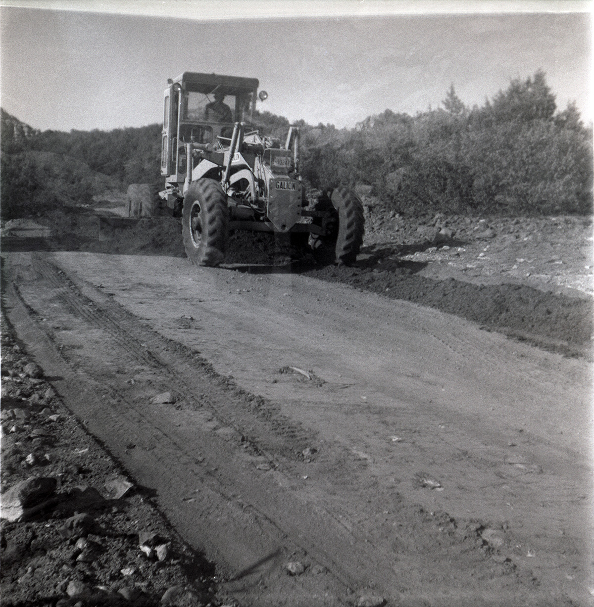 Tractor working during road grading to Chamberlain Ranch and the Narrows.