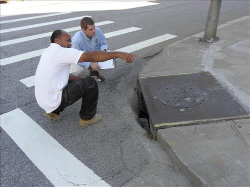 Water damage to Ebenezer Church at Martin Luther King, Jr. National Historical Park in October 2009