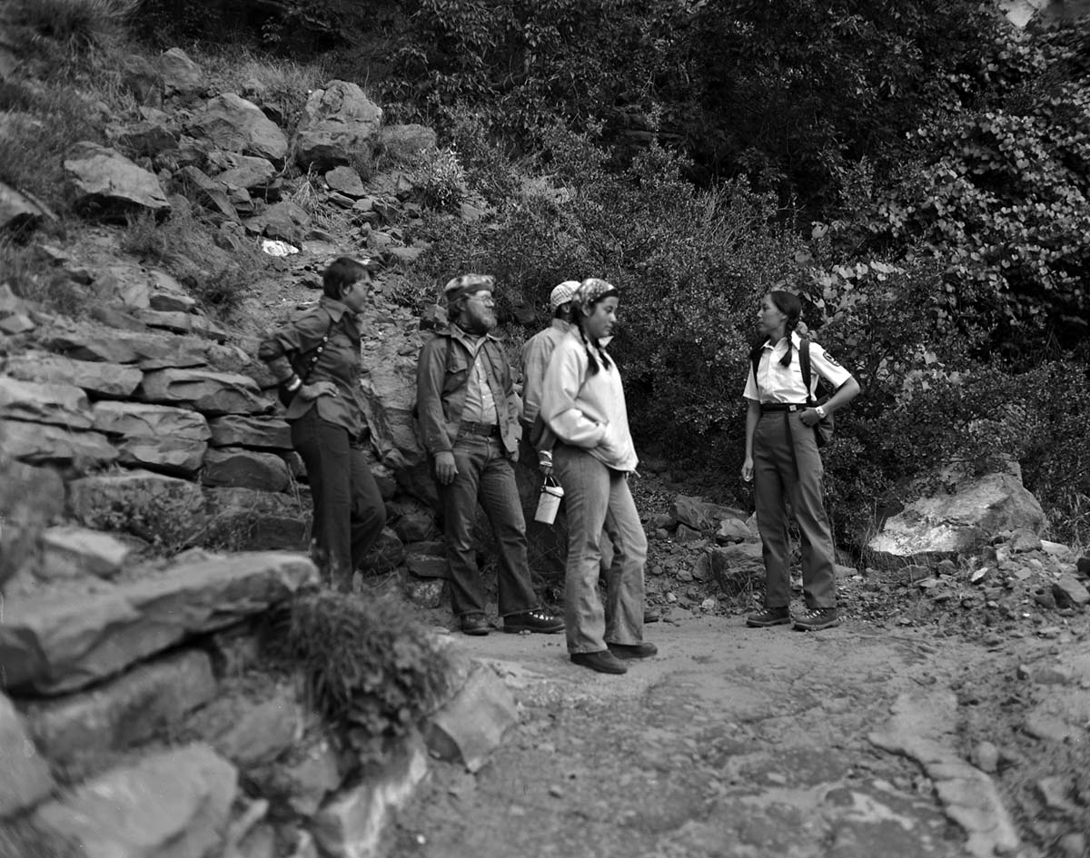 Student Conservation Association (SCA) volunteer, Carol Ann Lau leading Angels Landing hike.