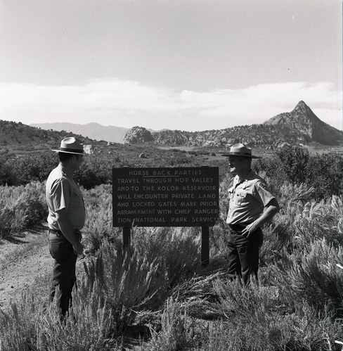 Road leading from Kolob Reservoir road to Hop Valley, sign at beginning of road.