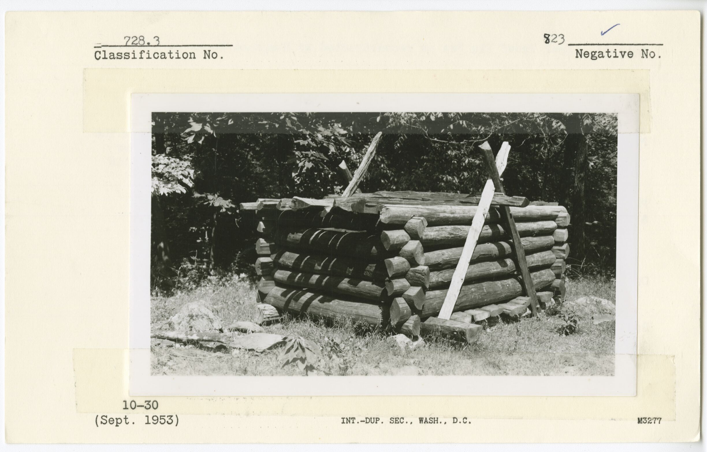 Bear Proof Pig Pen as reconstructed at Humpback Rocks, 1953