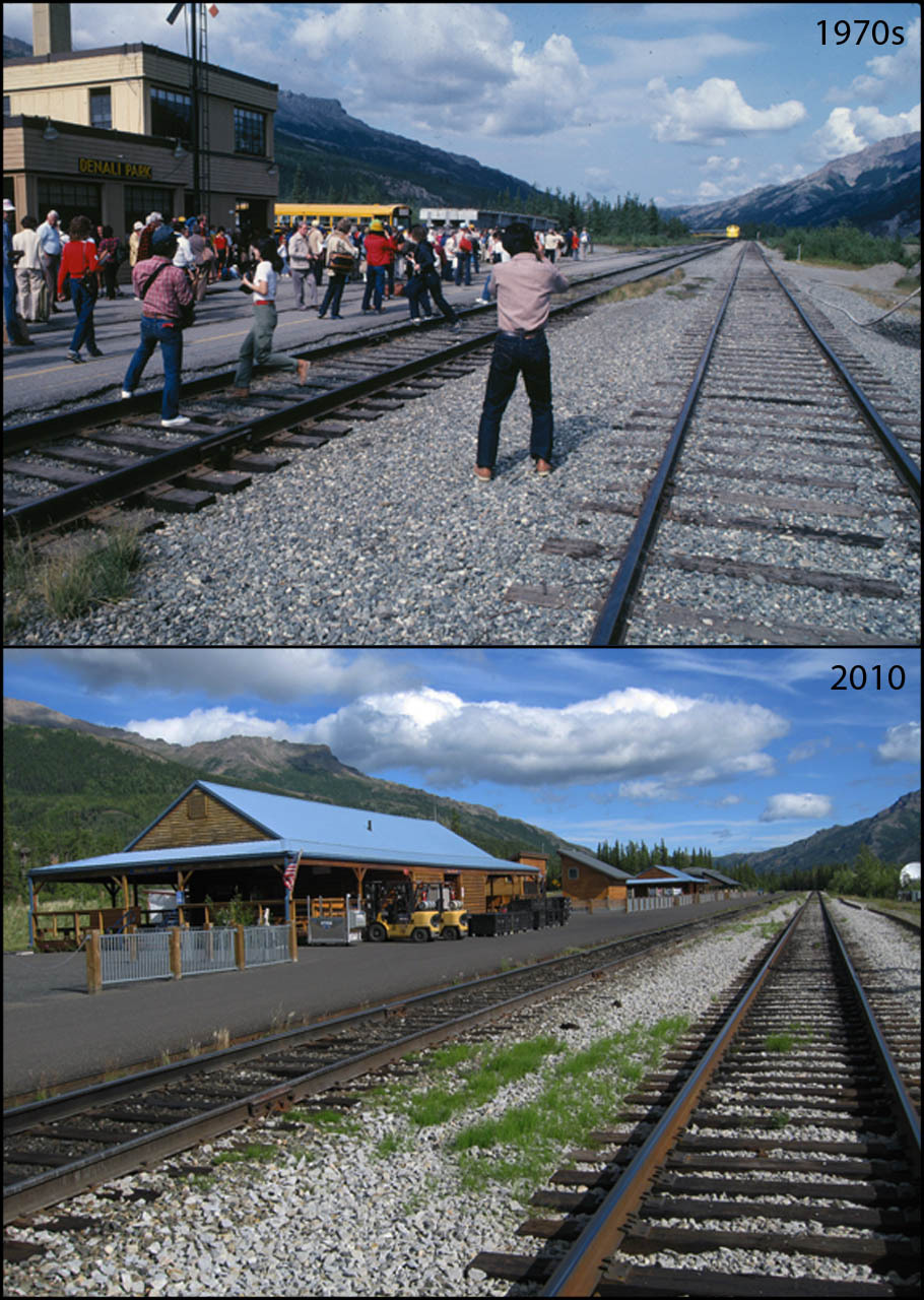 A photo pair showing Human Development and Impacts at McKinley Park Station: 1970-2010