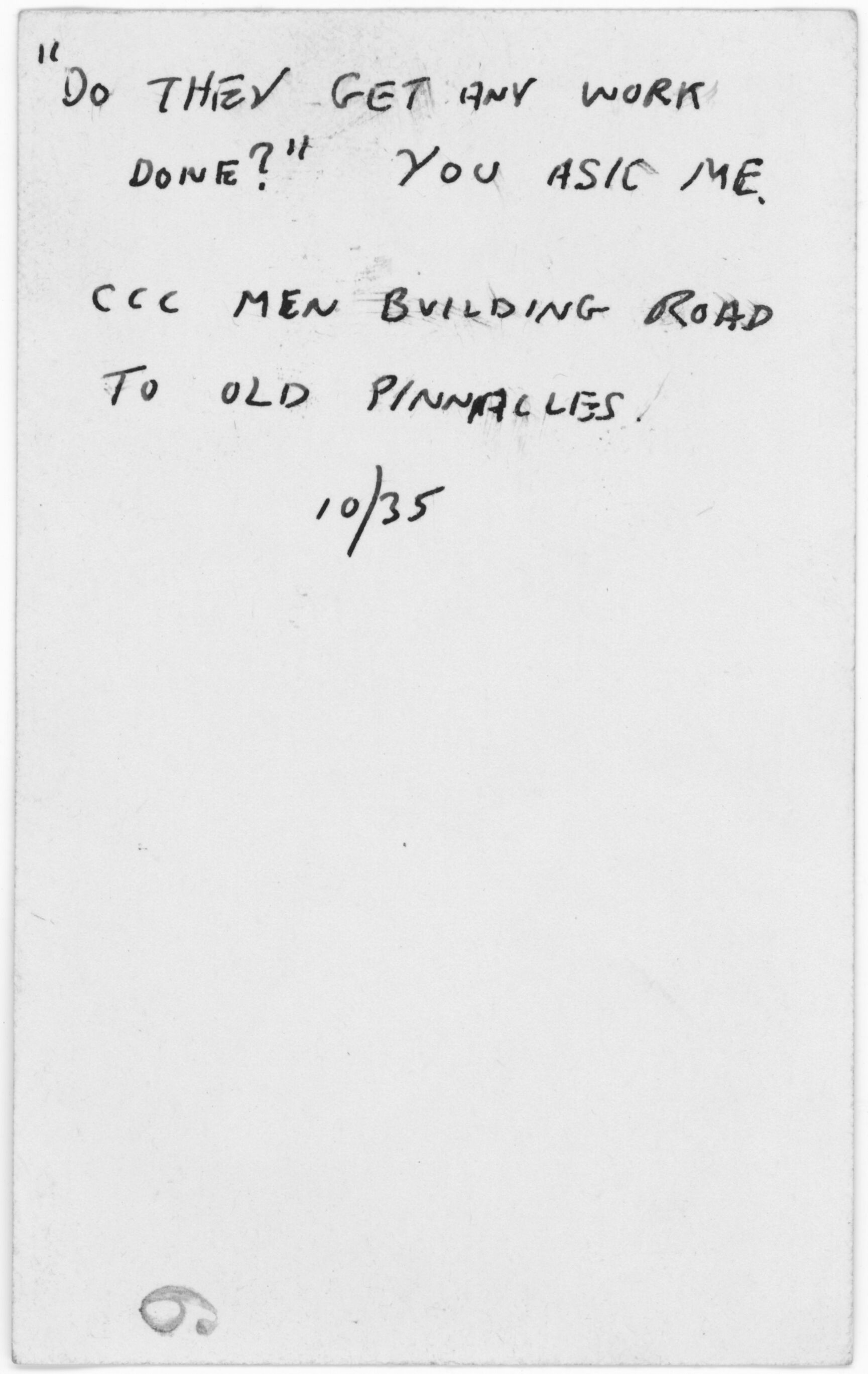 (Reverse) CCC Enrollees Carving Old Pinnacles Road