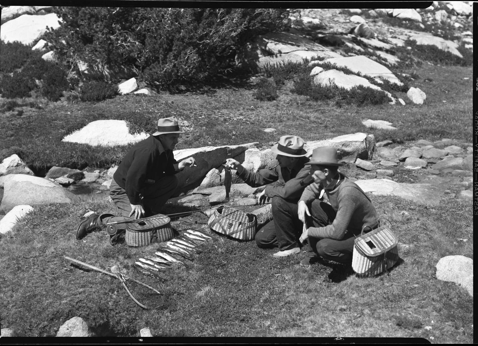 Looking over some fine trout at Bernice Lake.