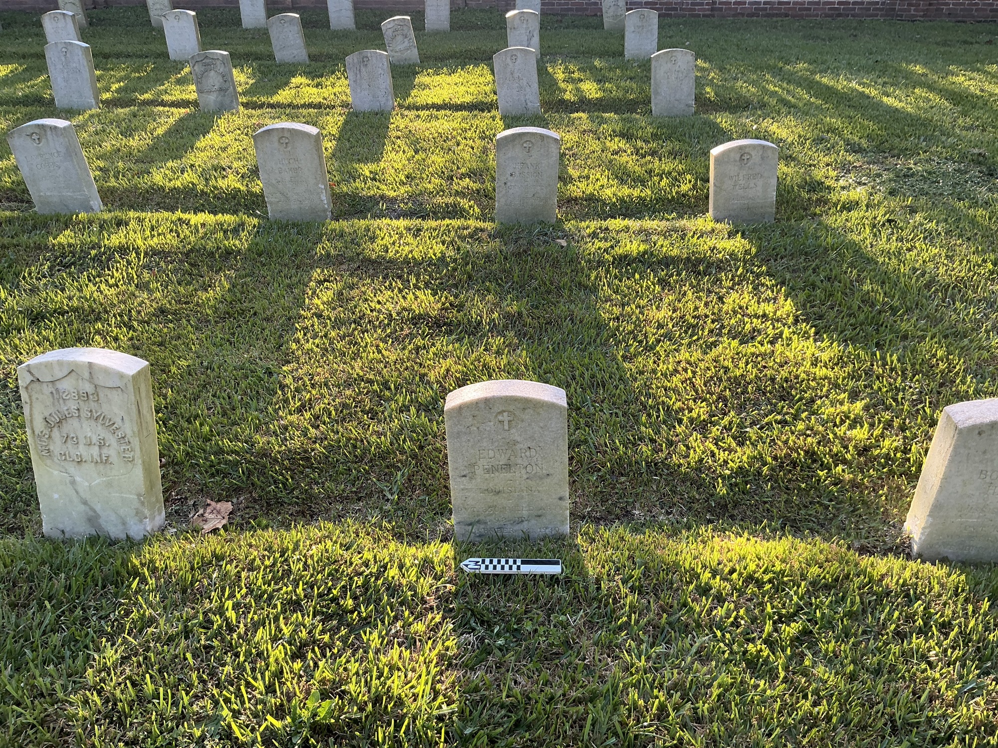 Extra image of upright marble headstone with flat face.