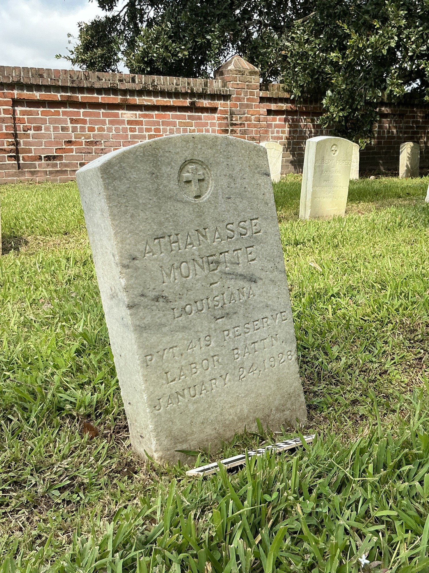 Extra image of upright marble headstone with flat face.