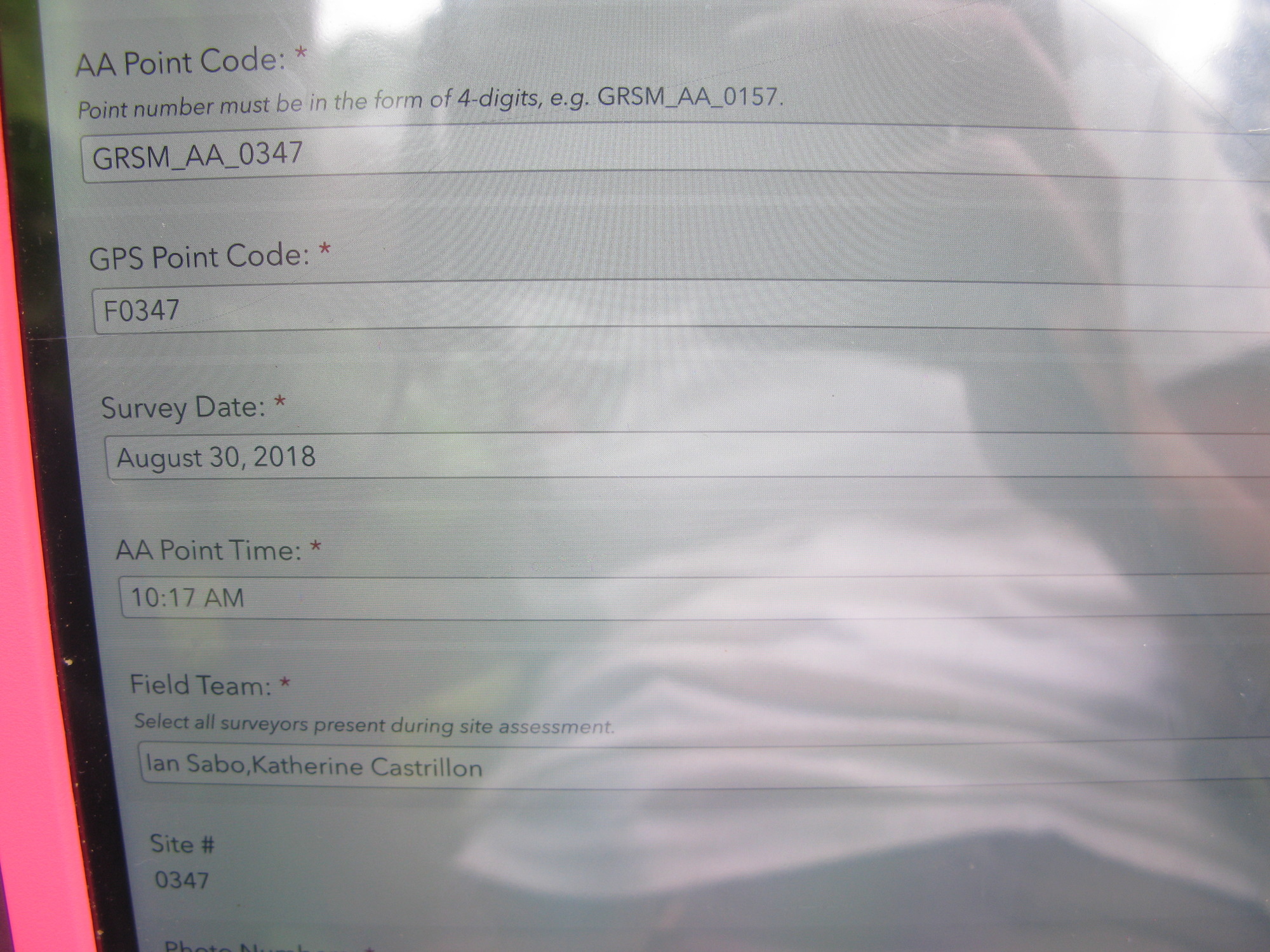 GRSM Accuracy Assessment. Plot Code: GRSM_AA_0347_1