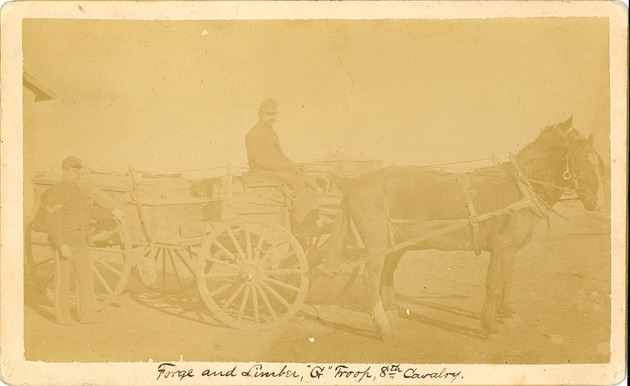 Forge and Limber Style Wagon with a Private and Sergeant from Troop G of the 8th Cavalry